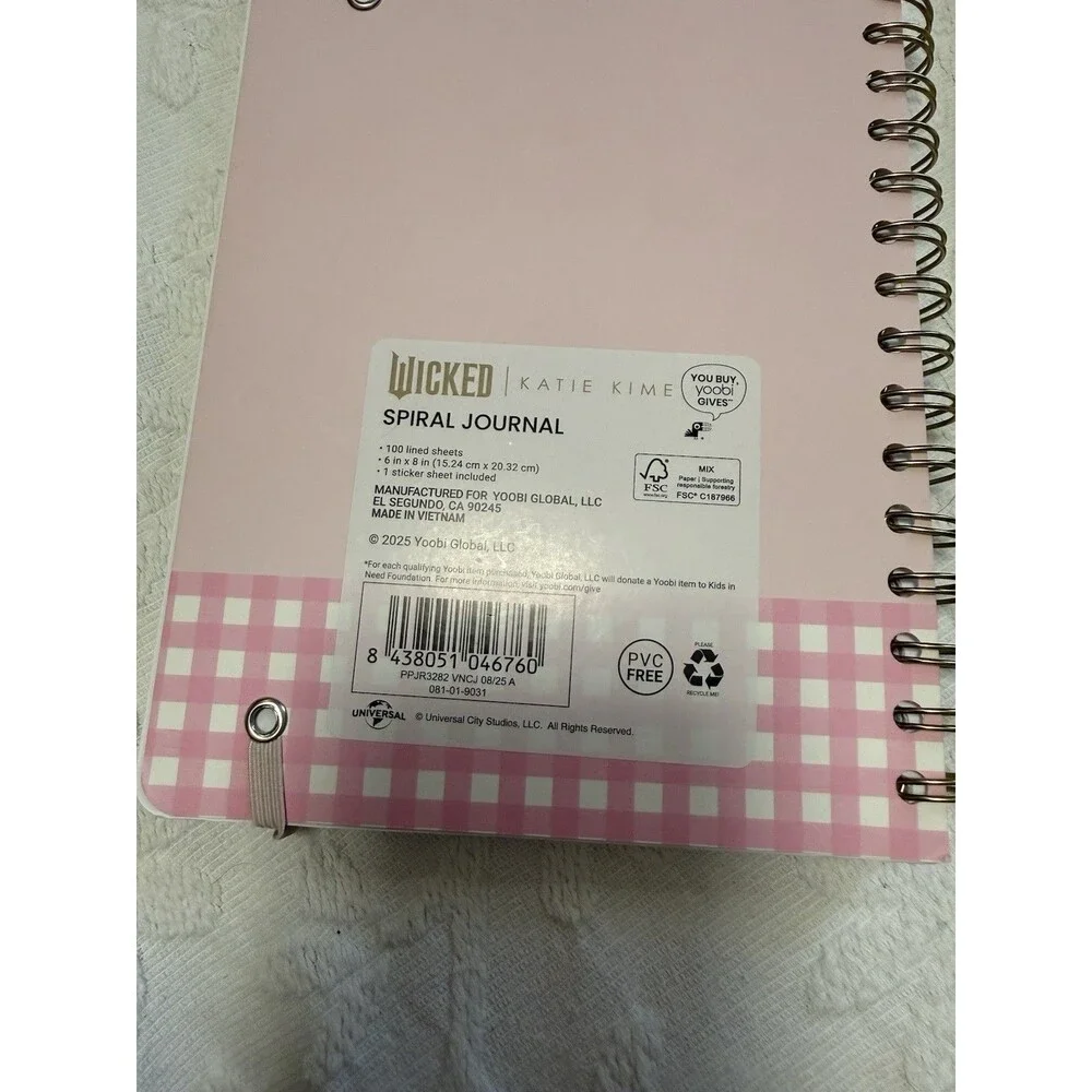 NWT Wicked Yoobi Katie Kime Pink Journals Pen Set Glinda Fan Back 2 School Gift